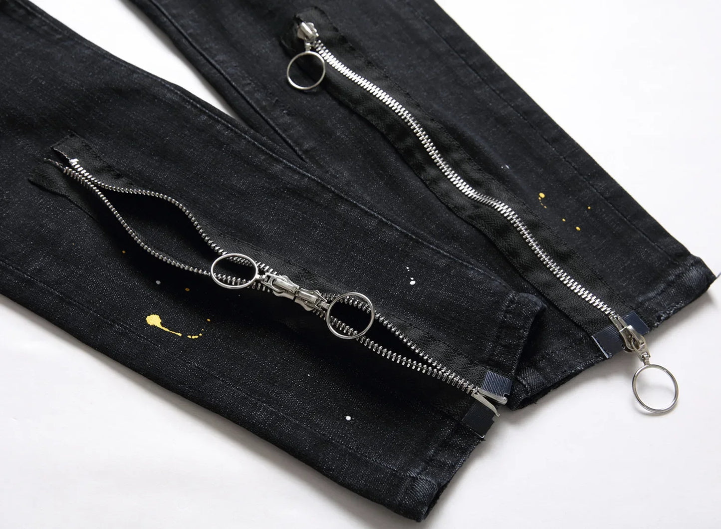 Schwarze zerrissene Jeans für Herren mit Löchern, Jeanshose im italienischen High-Street-Stil, hochwertige Slim-Fit-Jeans für Herren, Größe 38