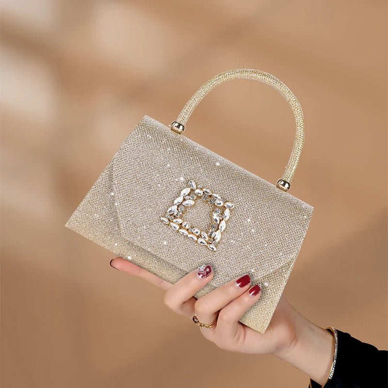 Elegant Fashion Shiny Corduroy Dinner Bag Lady's Wedding Handbag for Party and Dance Crossbody Bags Women Red Top-handle Bags