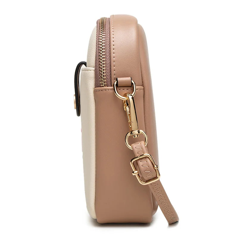 Spring and summer new mobile phone bag female Japanese and South Korean PU soft small fresh high-grade fashion zipper large