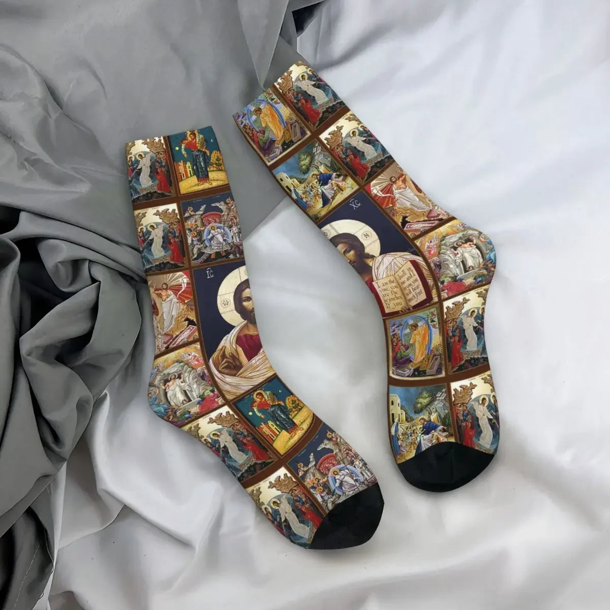 New Men's Socks Casual Jesus Christ God Bless Sock Polyester Christian Sport Women's Socks Spring Summer Autumn Winter