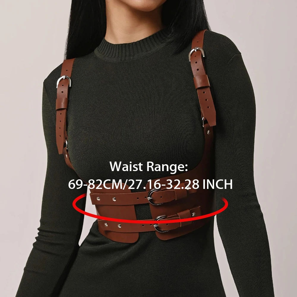 Women Trend Punk Waist Belt Decoration Female Street Style Wide Waistband corset Harness Leather Belt Gothic