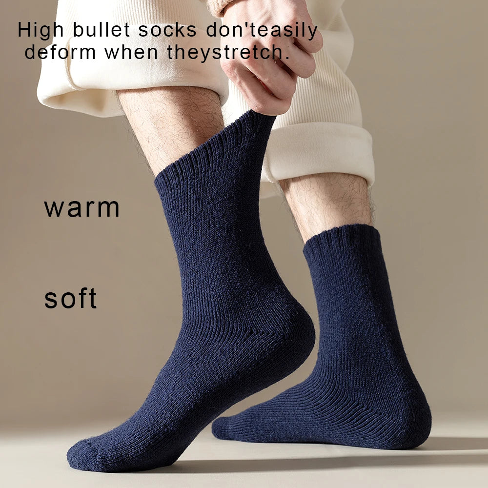 1 Pairs High Quality Men's Wool Socks Winter Thick Warm Snow Boots  Socks Outdoor Cold Resistant Frost Proof Super THick Socks
