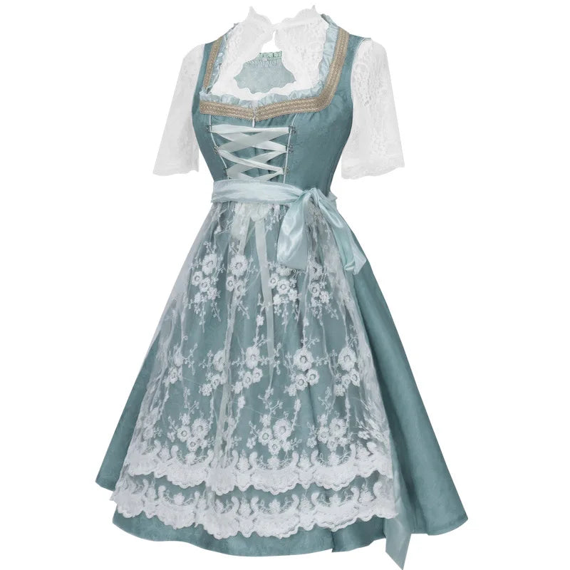 German Oktoberfest Dress for Women (Includes Lingerie and Apron),Halloween and Carnival Costume,Bavarian-Style Maid Outfit