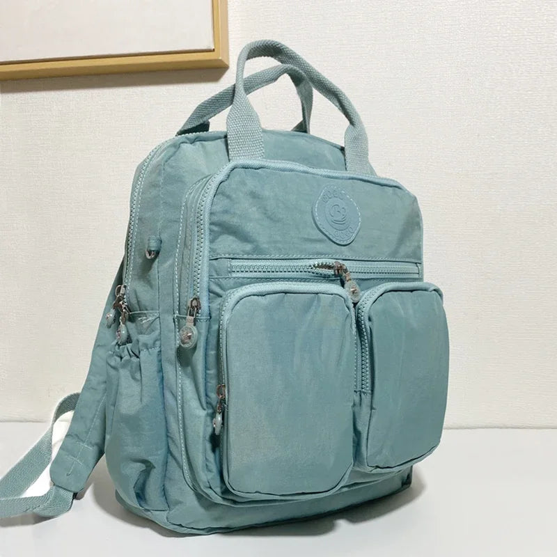Fashion Woman Backpack Waterproof Nylon Soft Handle Solid Multi-pocket Travel Zipper Feminina School Bags Laptop Backpack