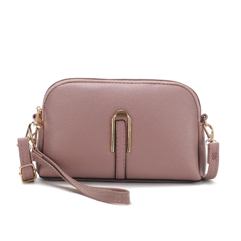 New Genuine Leather Crossbody Bag For Woman Solid Color Clutch Phone Pouch Elegant Shoulder Bag Simple Small Messenger Bag Sac