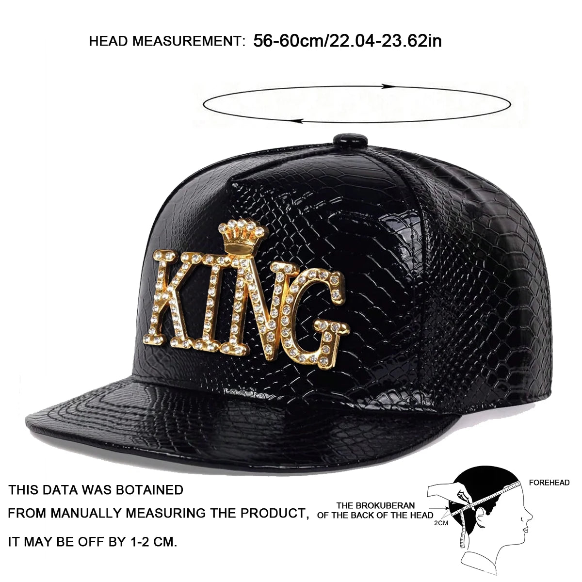 Unisex King Pattern Leather Hip-hop Hats Spring Autumn Outdoor Adjustable Casual Baseball Caps Sunscreen Hat
