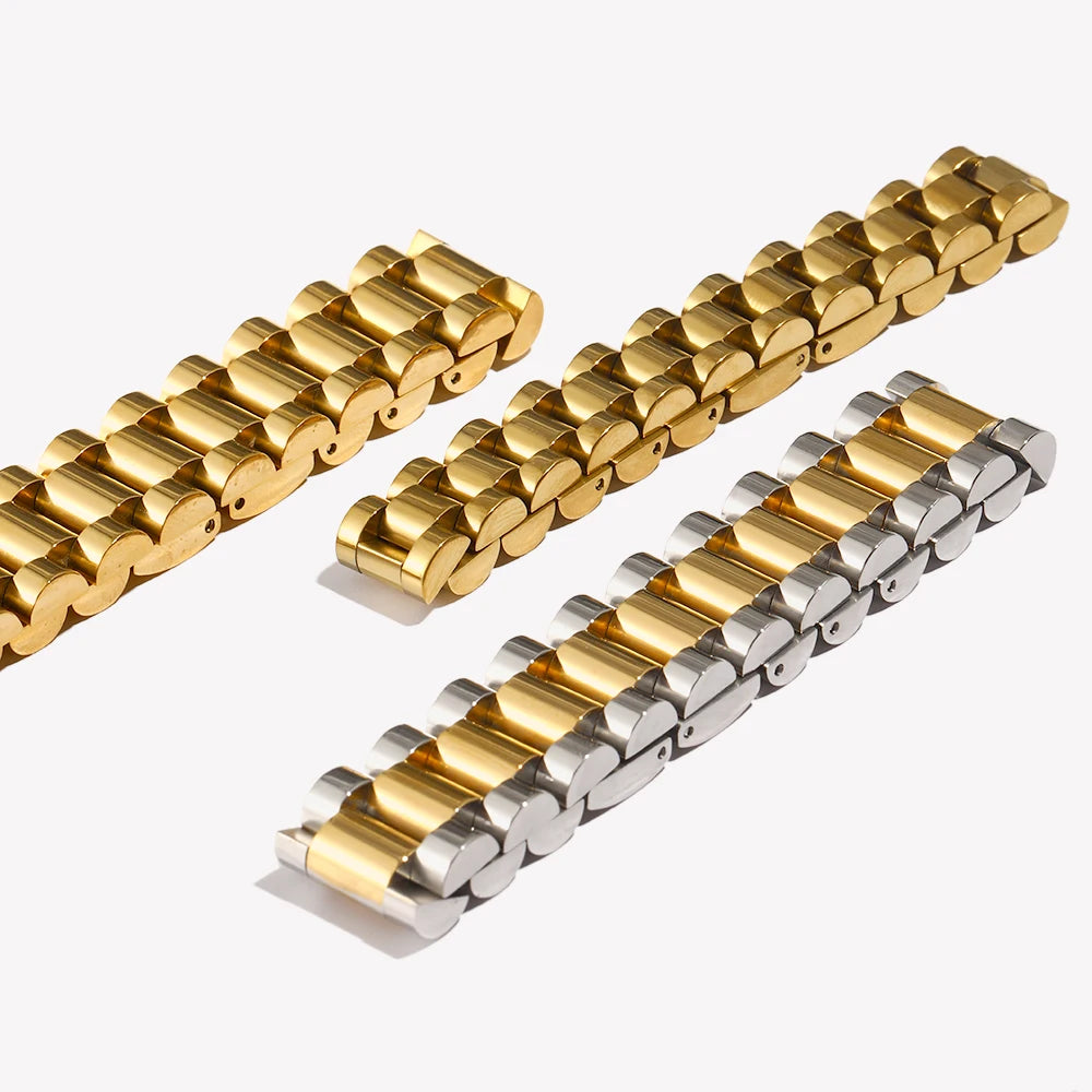 E.B.belle  New Stainless Steel Gold Plated Detachable Wristbands Bracelets Bangles For Women Men Gold Wrap Bracelets