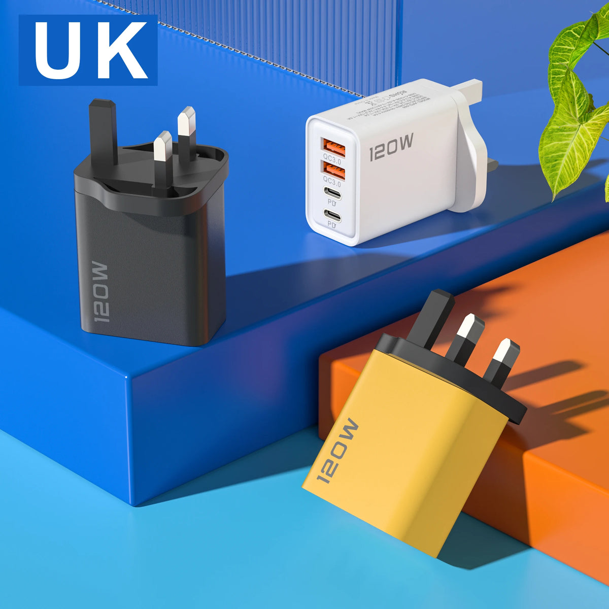 New 120W 4 Port USB Type C Charger Fast Charging Data Cable USB Phone Charger Adapter For Samsung iPhone Huawei Wall Charger