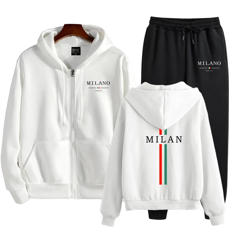 Womens Tracksuit Printed Casual Hoodies Coat+Trousers 2 Pcs Sets Sports Jogging Clothing zipper Jacket Outfits Women Pants Set