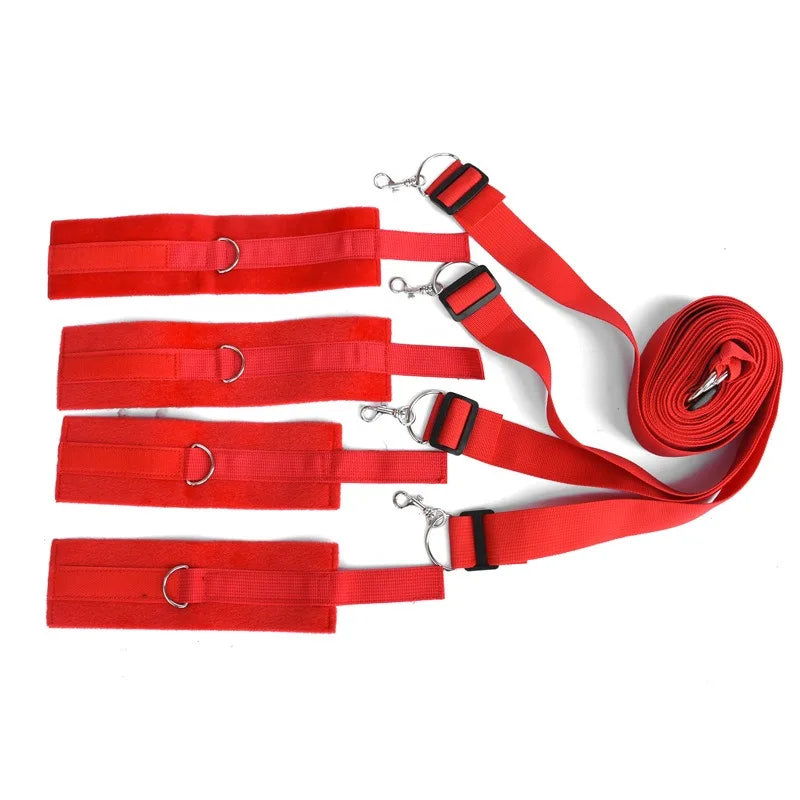 Bed B*ndage Restraint Set Adjustable Wrist Ankle Cuffs Comfortable Couples Handcuffs Adult S*x SM Game Lover Intimate Play Kit
