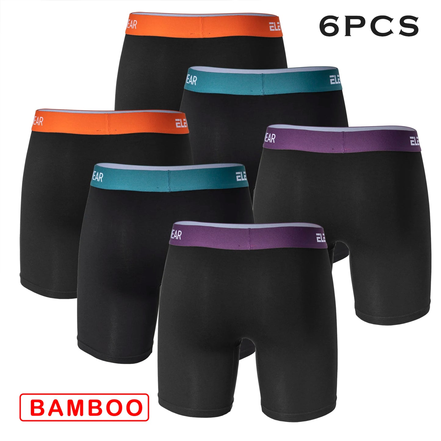 6 pcs Bamboo Men Underwear With Opening Breathable Mens Boxershorts Men's Panties Underpants Plus Size Fashion Boxers Brief