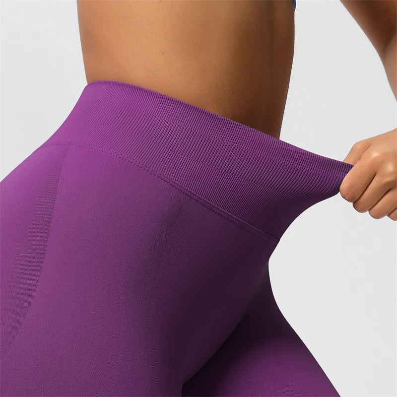 Bum Shaping Leggings Women Seamless Sports Yoga Pants Low Ribbed Band Gym clothes Fitness Workout Scrunch Butt Tight