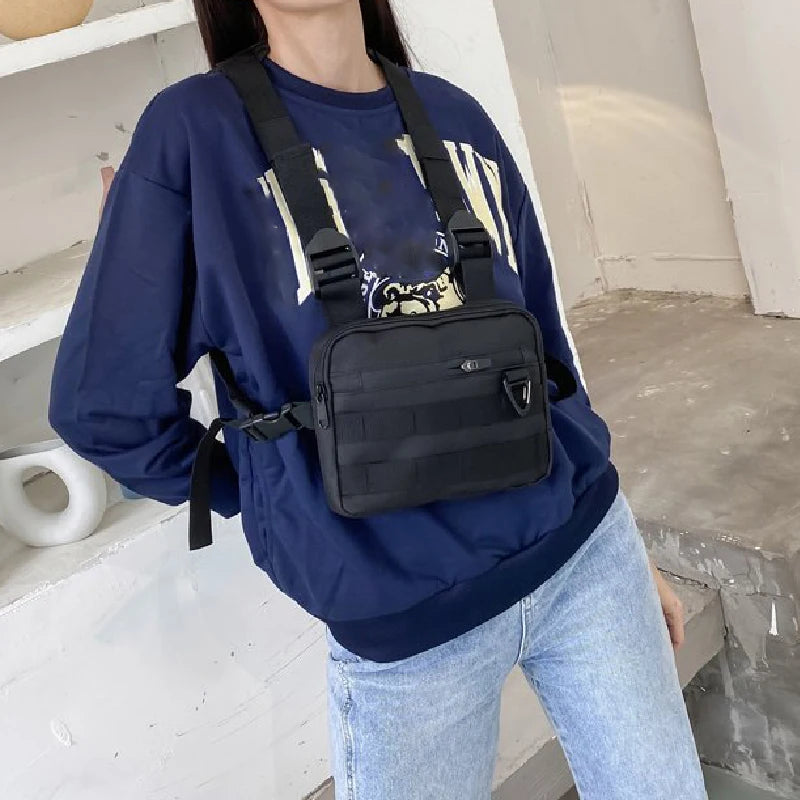 Hip-hop Streetwear Chest Rig Bag Men High Quality Nylon Unisex Chest Bags Casual Sport Storage Vest Pocket Solid Color Backpack