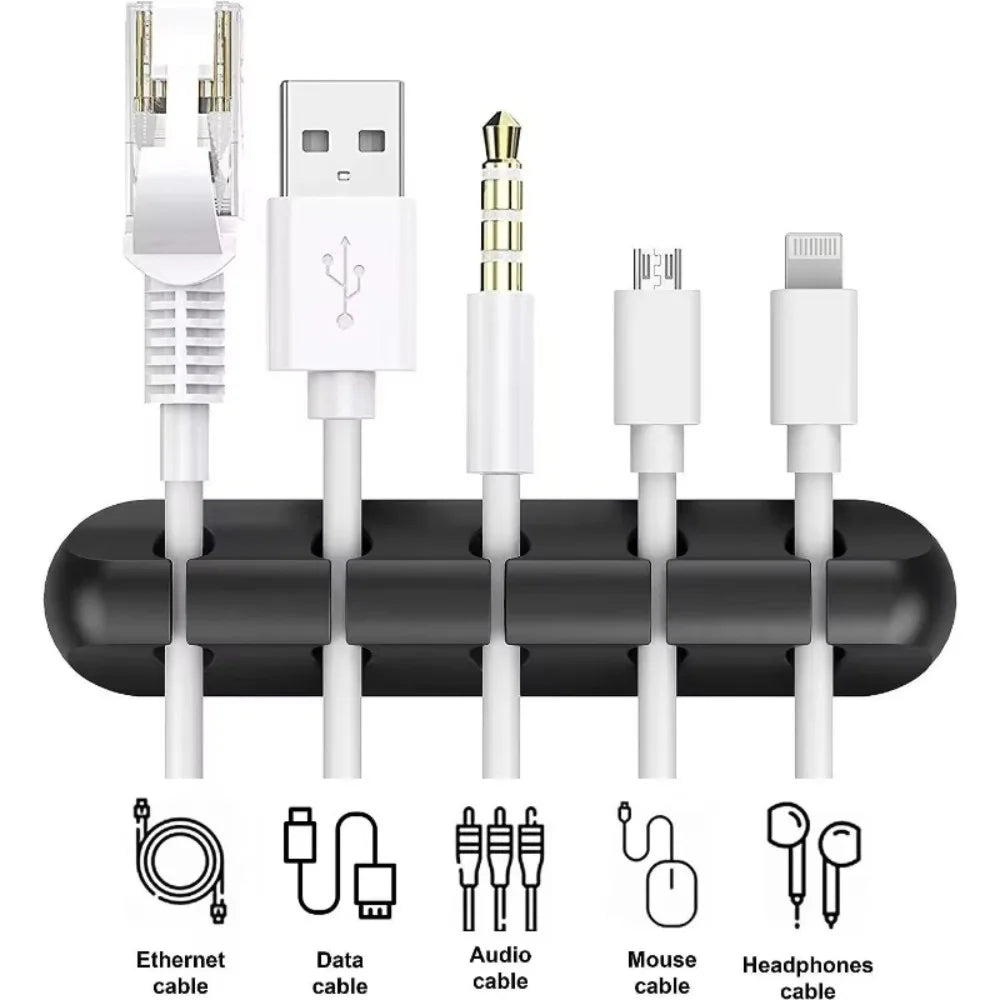 Cable Cord Wire Organizer Silicone USB Cable Winder Management Clips Self Adhesive for Mouse Keyboard Headset For iPhone Huawei