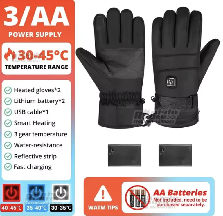 Beheizte wasserdichte Motorradhandschuhe – Batteriebetrieben, Touchscreen, Winter-Ski- und Rennhandschuhe