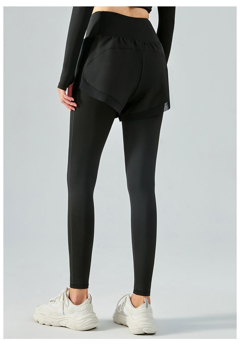 Elastische, hoch taillierte, zweiteilige Anti-Exposure-Leggings aus Mesh