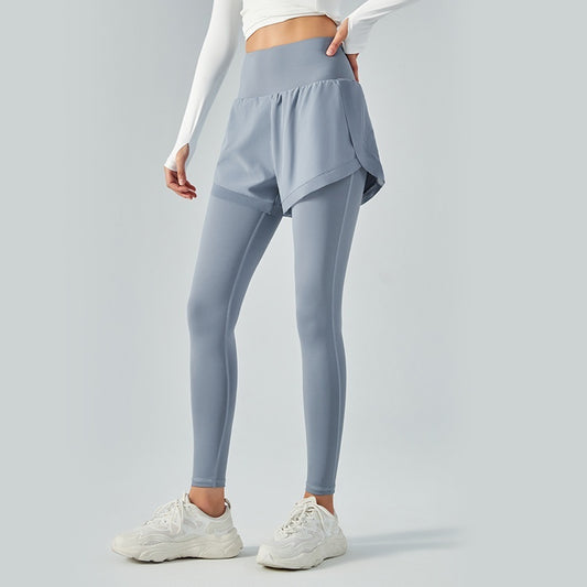 Elastische, hoch taillierte, zweiteilige Anti-Exposure-Leggings aus Mesh