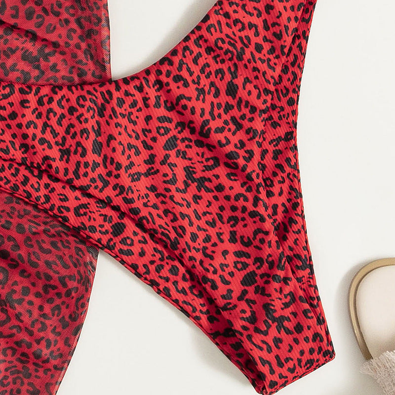 Dreiteiliges Bikini-Strandkleid mit Blumenmuster