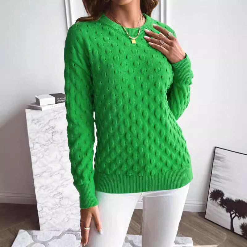 Pullover Rundhalsausschnitt Lange Ärmel Strickmode Einfarbiges Oberteil