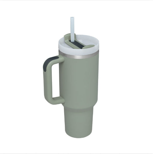 Personalisierter DIY-Stroh-Kaffee-Isolierbecher mit Griff Tragbare Auto-Edelstahl-Wasserflasche Große Kapazität Reise BPA-freier Thermobecher