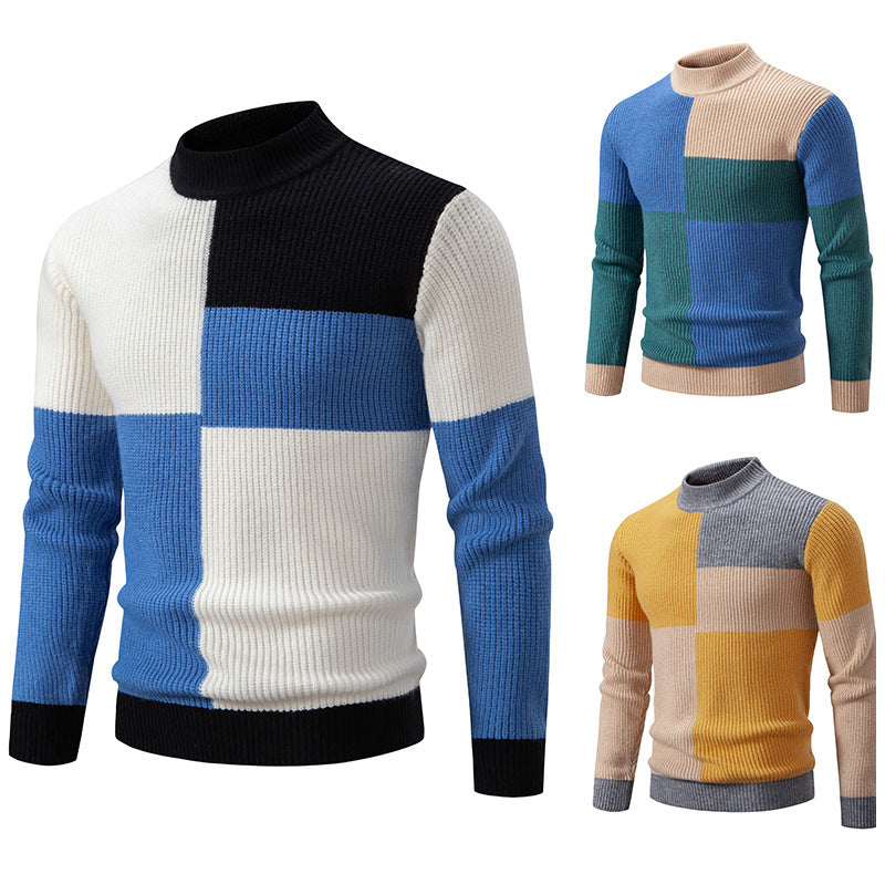 Herren Strickpullover Farbstiche Stehkragen