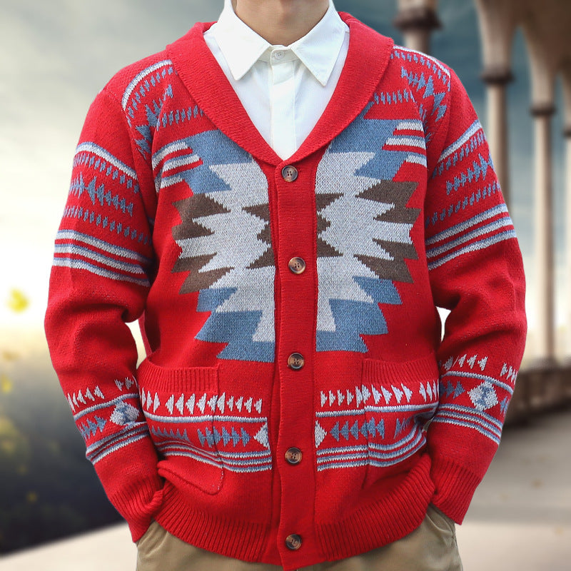 Herren Herbst und Winter Vintage Jacquard Pullover