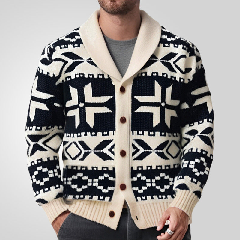 Robuster Jacquardpullover im europäischen und amerikanischen Retro-Stil für Herren