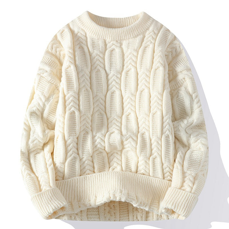 Herren Langarm Rundhals Pullover Dicker Nadelpullover