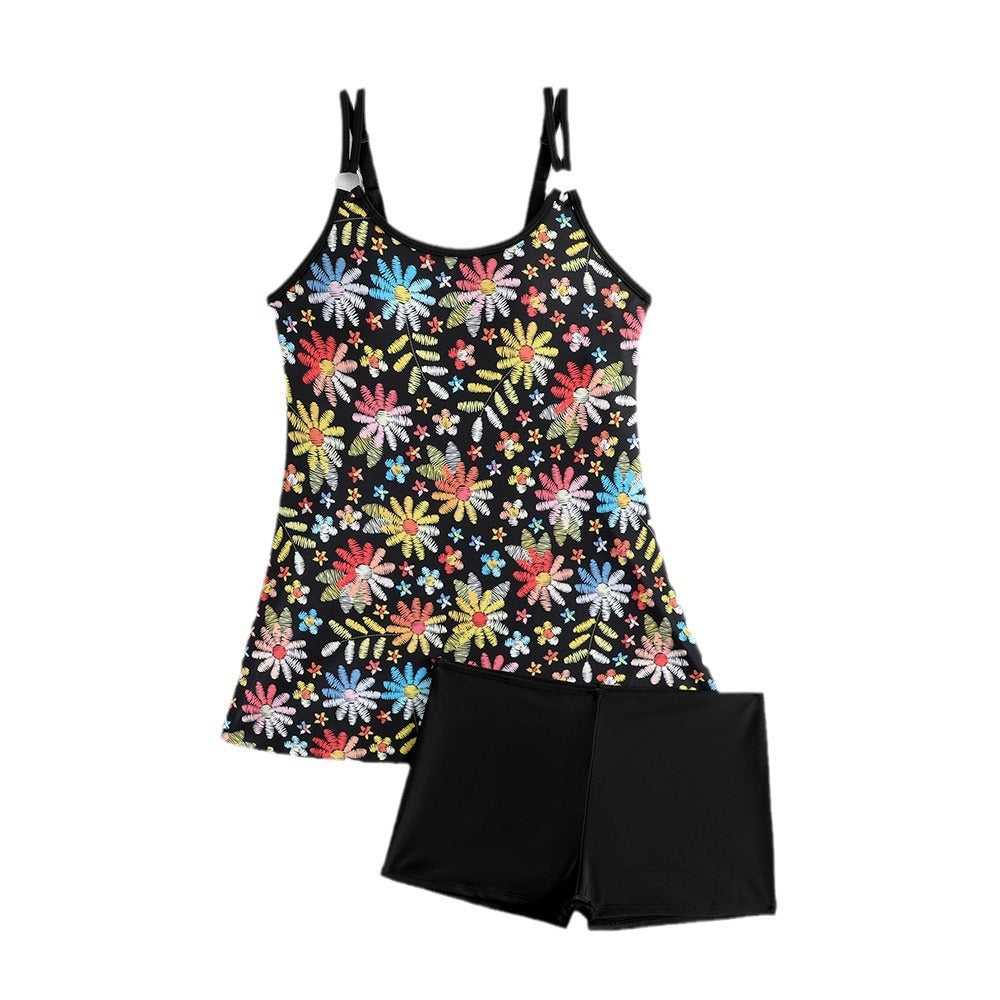 Bedruckter Split-Bikini mit Boxershorts für Damen