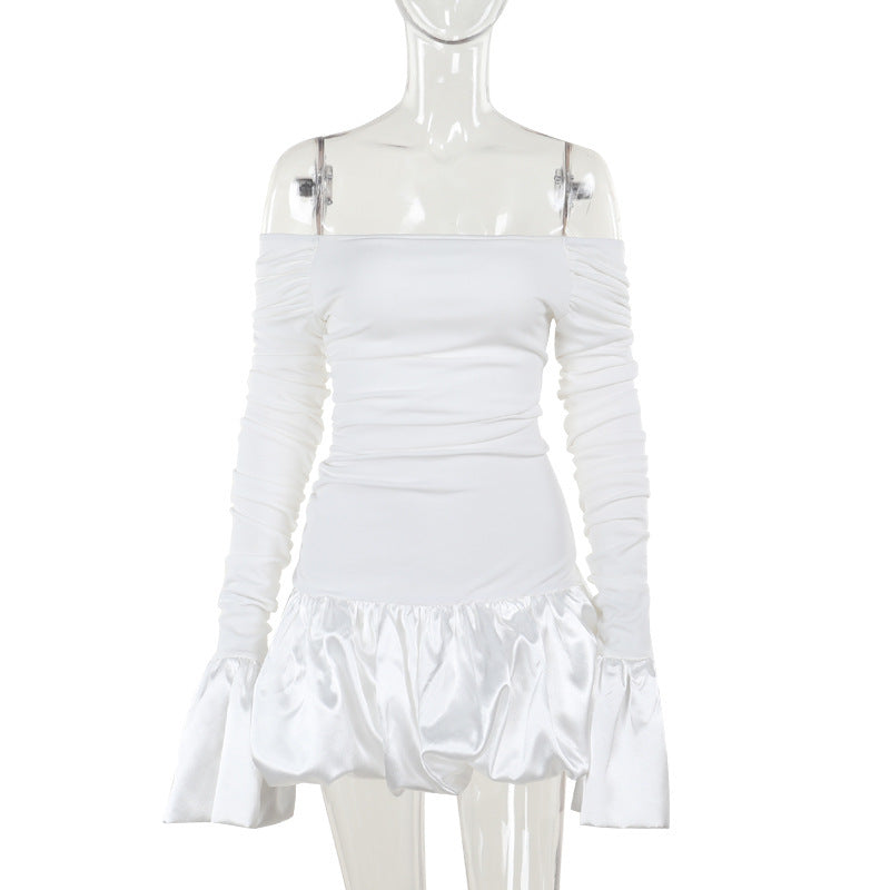 Slim-Fit Off-Shoulder A-Linien Kleid Damen