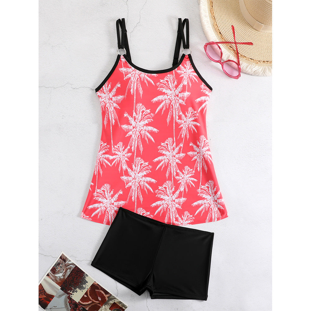 Bedruckter Split-Bikini mit Boxershorts für Damen