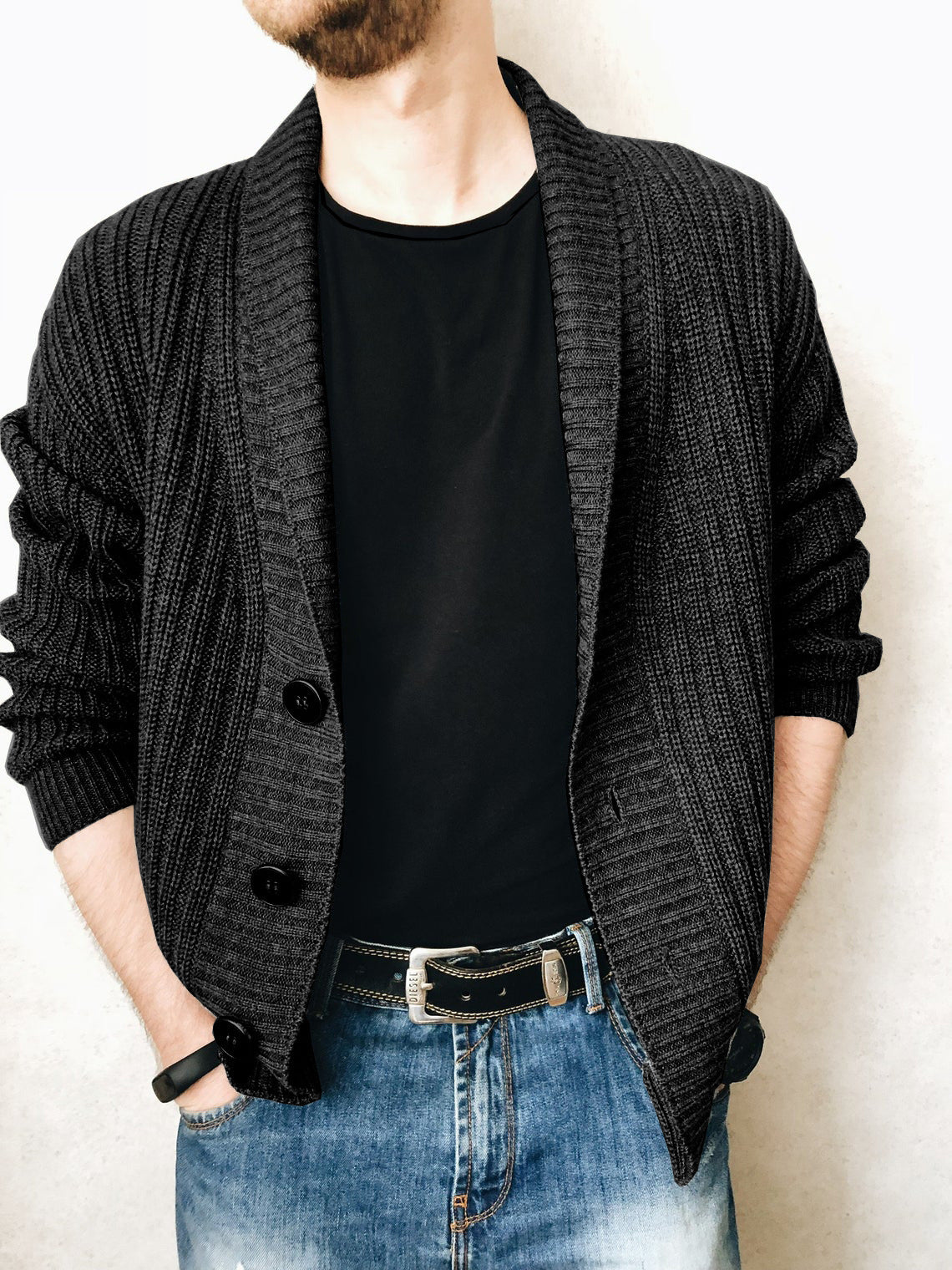 Herren Strickjacke Pullover Langarm Urban V-Ausschnitt Herren Strickwaren