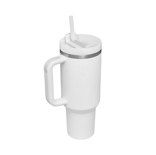 Personalisierter DIY-Stroh-Kaffee-Isolierbecher mit Griff Tragbare Auto-Edelstahl-Wasserflasche Große Kapazität Reise BPA-freier Thermobecher