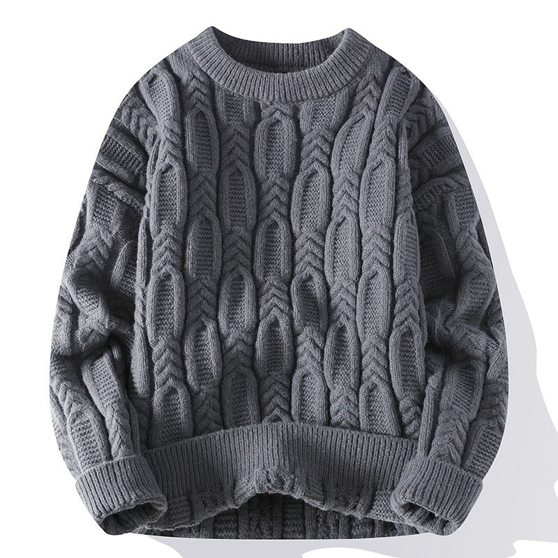 Herren Langarm Rundhals Pullover Dicker Nadelpullover