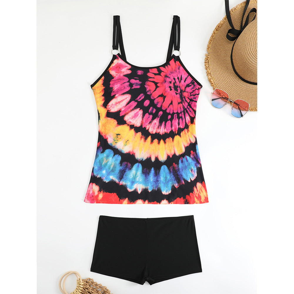 Bedruckter Split-Bikini mit Boxershorts für Damen