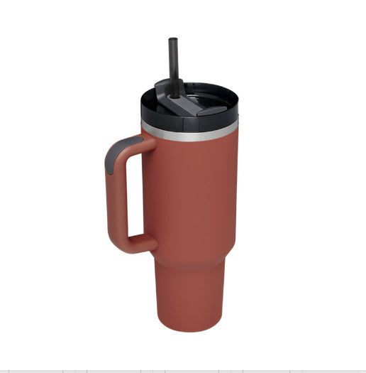Personalisierter DIY-Stroh-Kaffee-Isolierbecher mit Griff Tragbare Auto-Edelstahl-Wasserflasche Große Kapazität Reise BPA-freier Thermobecher