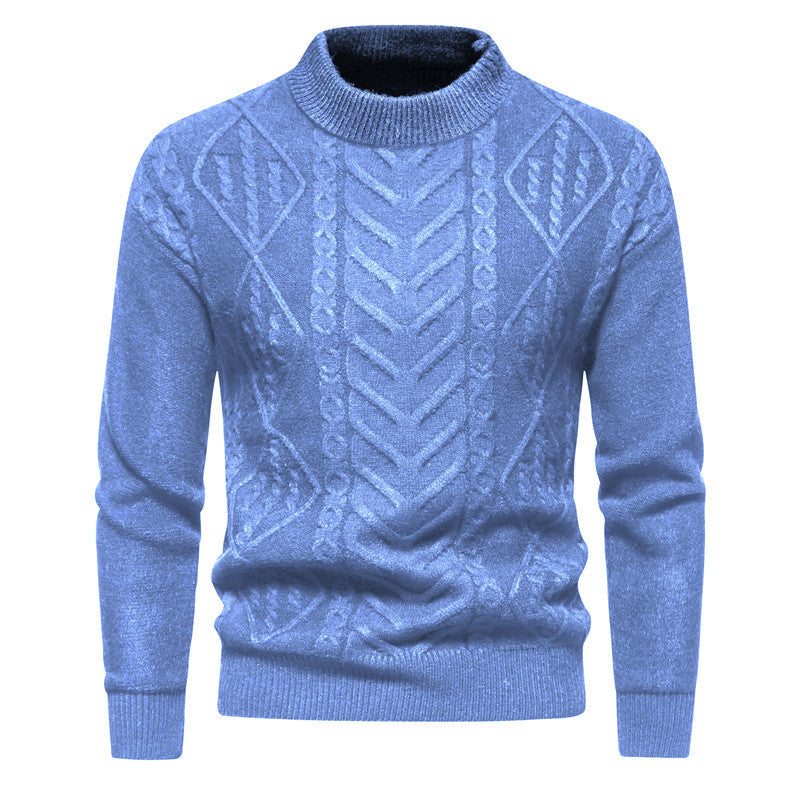 Amerikanischer Retro-Strickpullover mit einfarbigem europäischem Jacquardmuster und Rundhalsausschnitt für Herren