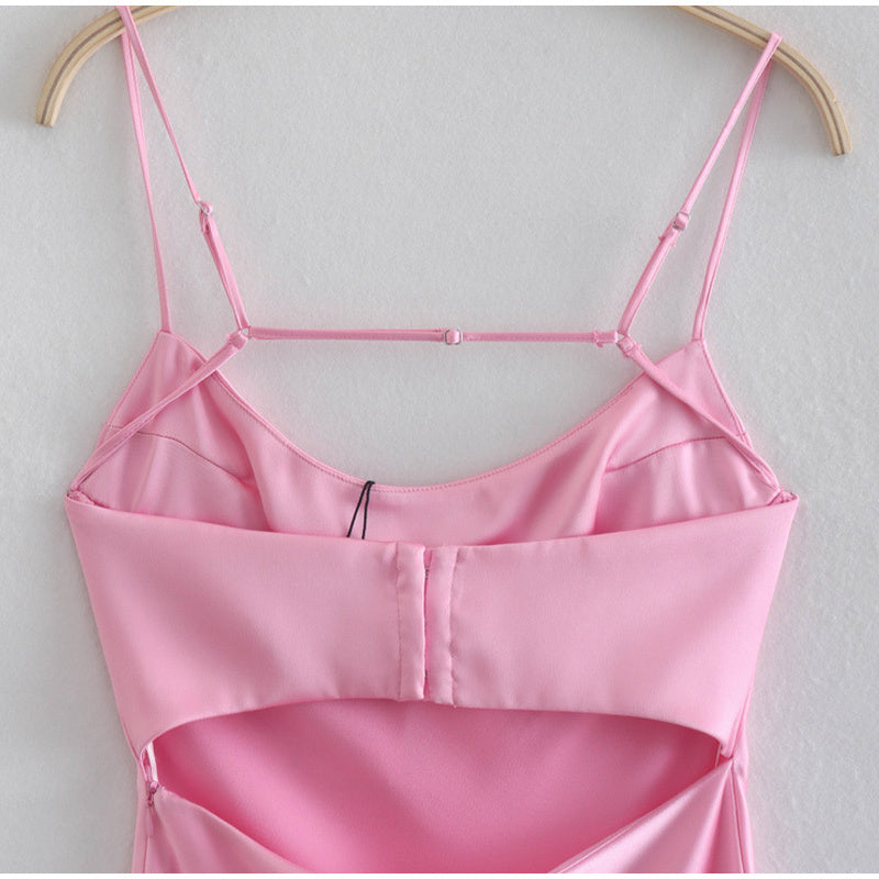 Damen Camis Satin Lange Kleider Elegant Ärmellos Unterkleid Urlaub Partykleider Sexy Lässig Rückenfrei Sommerkleider