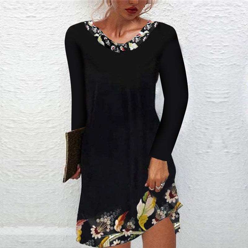 Herbst und Winter Druck Kleid Frauen