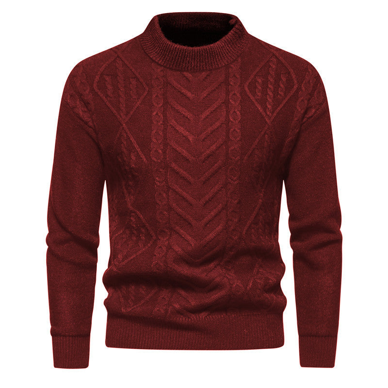 Amerikanischer Retro-Strickpullover mit einfarbigem europäischem Jacquardmuster und Rundhalsausschnitt für Herren