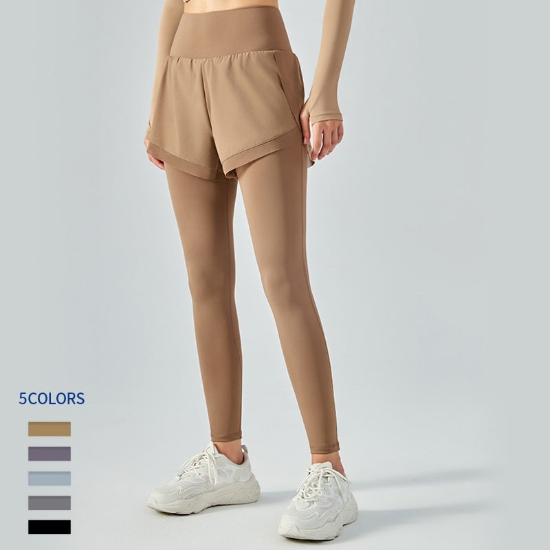 Elastische, hoch taillierte, zweiteilige Anti-Exposure-Leggings aus Mesh