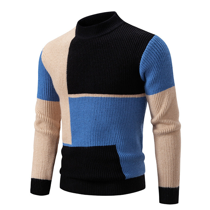 Herren Strickpullover Farbstiche Stehkragen