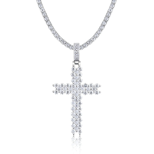 Holy Light - A Fashionable And Trendy Necklace Pendant Set With Top-quality Moissanite S925 And Silver Plated With Platinum Can Be Tested With A Diamond Pen