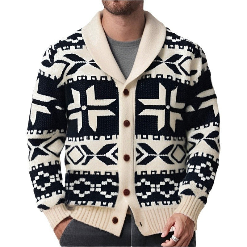 Robuster Jacquardpullover im europäischen und amerikanischen Retro-Stil für Herren