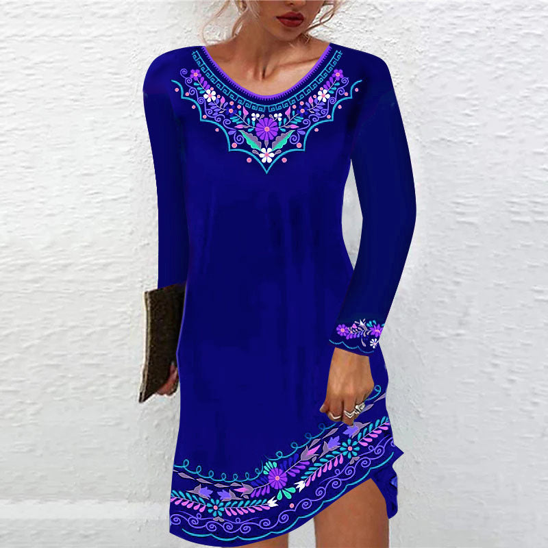 Herbst und Winter Druck Kleid Frauen