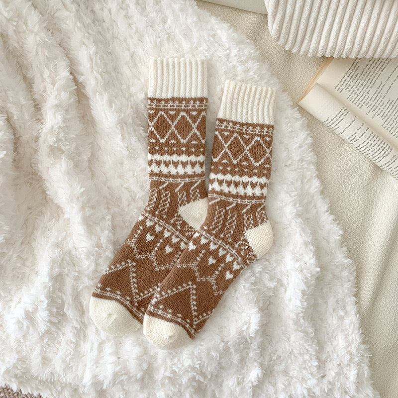 Winter Warm Cashmere Socks Fleece-lined Thick Mid-calf Length Socks