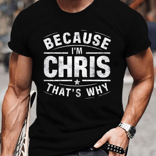 Lässiges, kurzärmliges T-Shirt mit Aufdruck „Chris Illustrated“, multifunktionales Sommer-Outdoor-Oberteil für Herren mit Rundhalsausschnitt