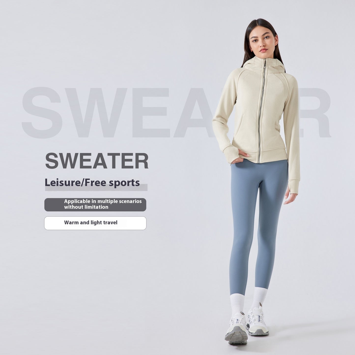 Dicke warme Sportjacke mit Kapuze, Fitnessjacke