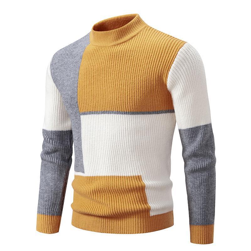 Herren Strickpullover Farbstiche Stehkragen