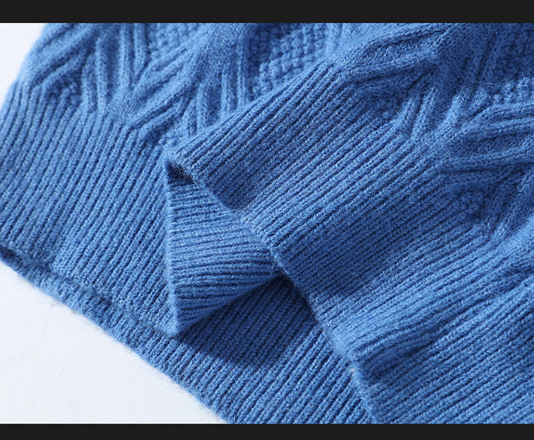 Modischer, lässiger, einfarbiger, gedrehter Pullover für Herren